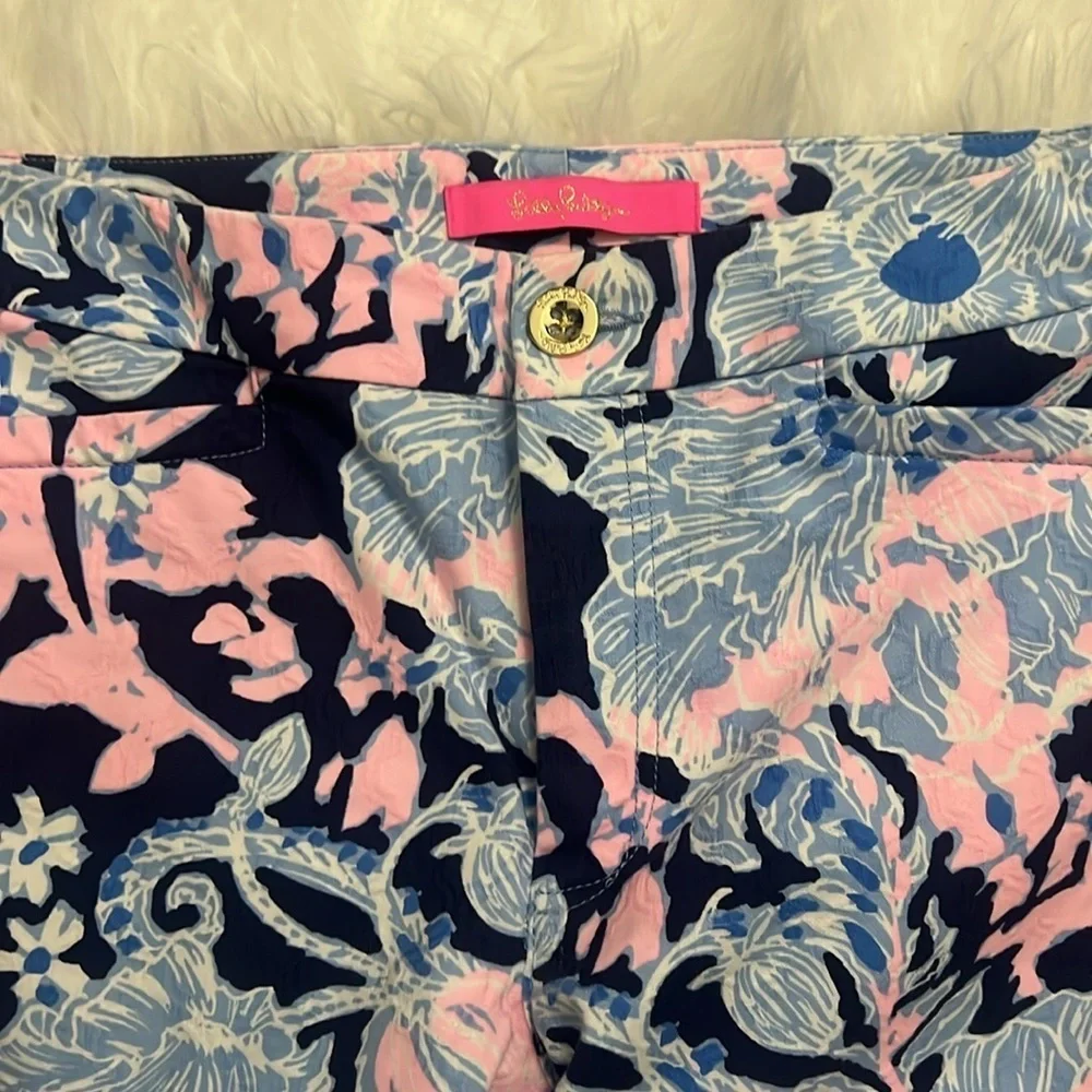 Lilly Pulitzer Kelly ankle pants size 0 floral blue and pink
